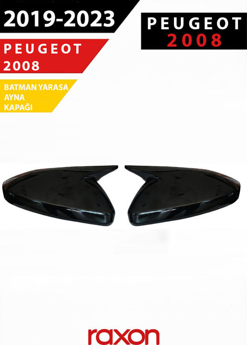 Peugeot 2008 2019–2023 Batman & Yarasa Ayna Kapağı – Parlak Piano Black Sport