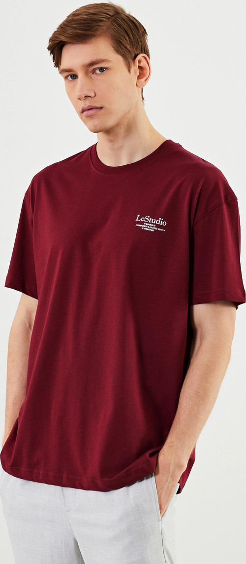 Leo Erkek Oversize Tshirt %100 Pamuk Bisiklet Yaka Baskı Detaylı Basic Tişört CMRE86