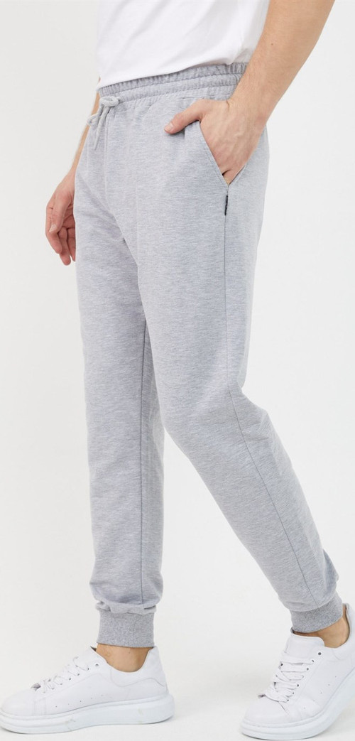 Erkek Regular Fit Rahat Kesim Beli Bağcıklı Jogger Cepli Lastikli Paça Gri Eşofman Altı