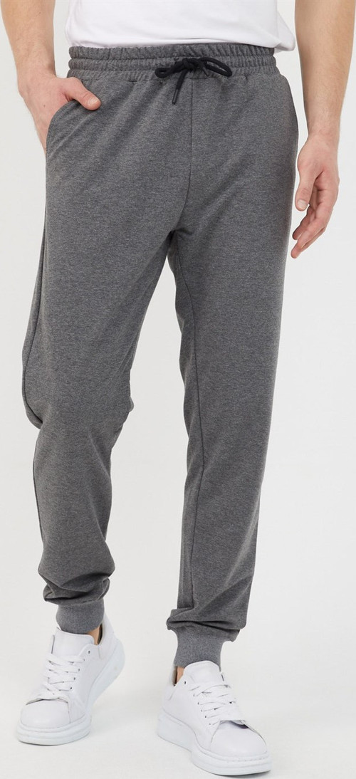 Erkek Regular Fit Rahat Kesim Beli Bağcıklı Jogger Cepli Lastikli Paça Antrasit Eşofman Altı