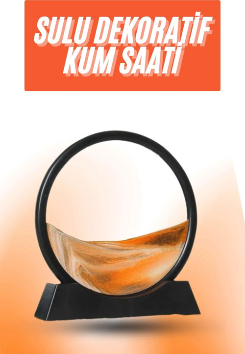 3D LED Işıklı Kum Saati Gece Lambası Hareketli Sulu Kum Saati Orta Boy