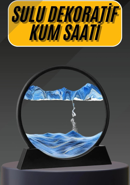 3D Led Işıklı Kum Saati Gece Lambası Hareketli Sulu Kum Saati Dekoratif