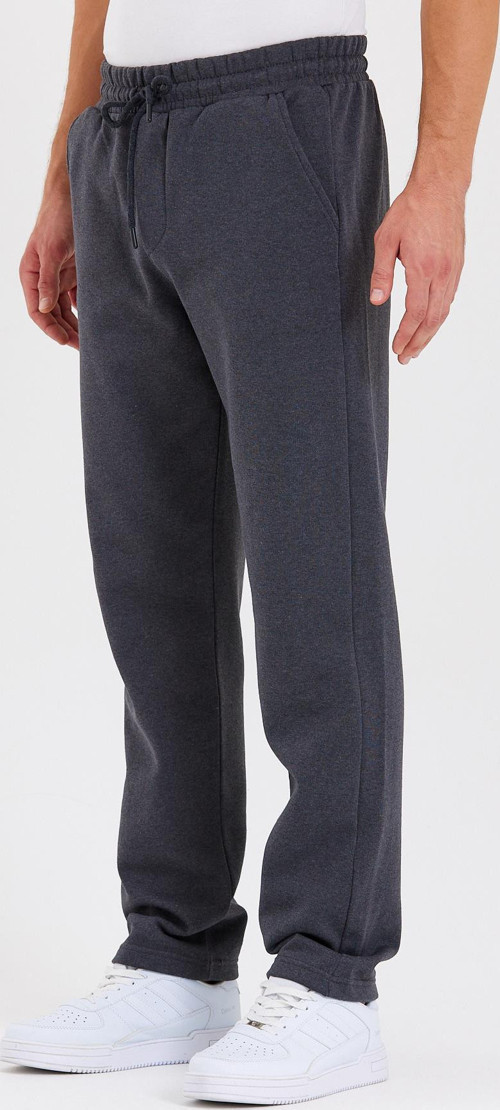 Siyah Arka Cepli Etiket Detaylı Düz Paça İçi Pamuklu Erkek Eşofman Altı