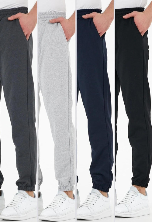 Çok Renkli 4'lü Erkek Eşofman Altı Etiketli Arka Ve Yan Cepli Regular Fit Lastik Paça