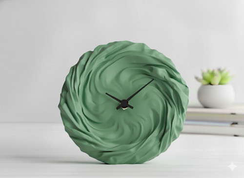 Modern 3D Baskı Dalgalı Duvar/Masa Saati | Sessiz Mekanizma | Tüm Renk Seçenekleri