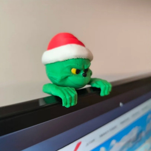 2'li Set! Monitör Üstü Yılbaşı Temalı Grinch 3D Baskı Dekoratif Figür (10 cm) - PLA Malzeme