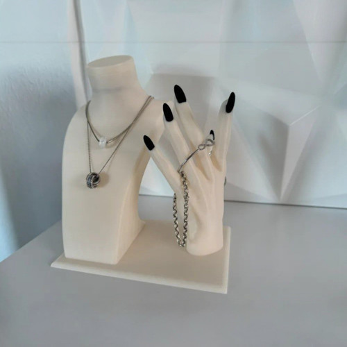 Takı ve Aksesuar Standı – El ve Boyun Tasarımlı 21x19 cm PLA Malzeme 3D Yazıcı Baskı