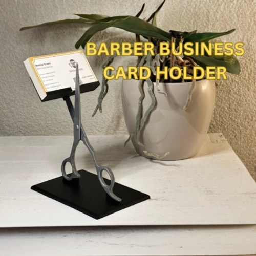 Berber Kartvizitlik - Makas Tasarımlı İş Kartı Tutucu - 20 cm Yükseklik -3D Baskı