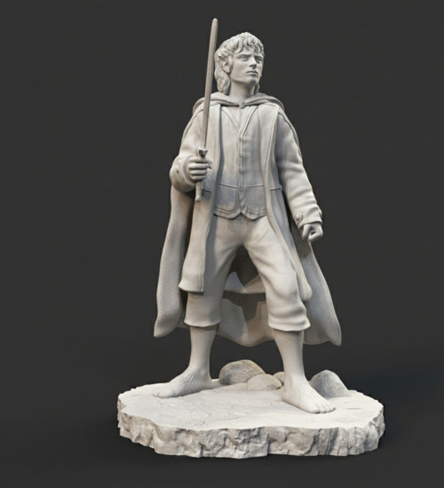 3D Baskı - Yüzüklerin Efendisi Frodo Baggins Heykeli | 17 CM | Düz Beyaz | Boyamaya Uygun | PLA