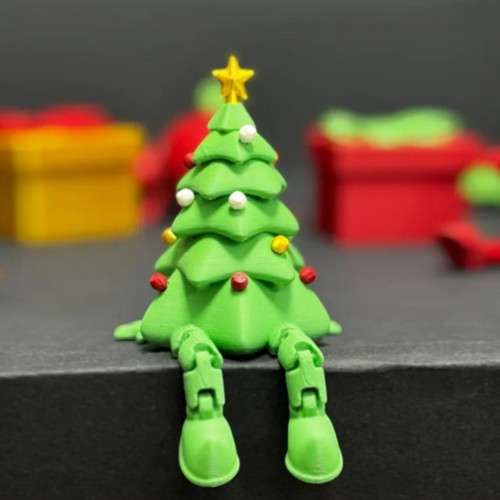 Sevimli Bacaklı 3D Baskı Yılbaşı Ağacı Figürleri - 3 Adet Dekoratif Masa Süsü (7 cm)