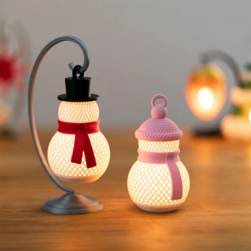 Yılbaşı Dekorasyonu: 3D Baskı Kardan Adam LED Tealight Seti (Asılabilir & Masa Üstü)