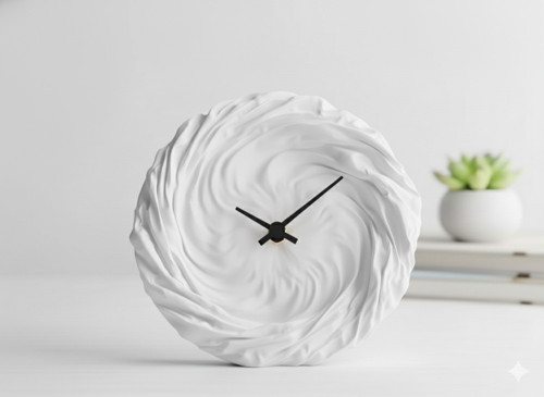 Modern 3D Baskı Dalgalı Duvar/Masa Saati | Sessiz Mekanizma | Tüm Renk Seçenekleri