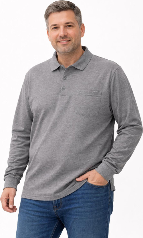 Büyük Beden Erkek Polo Yaka Uzun Kol Penye Sweatshirt - 7523