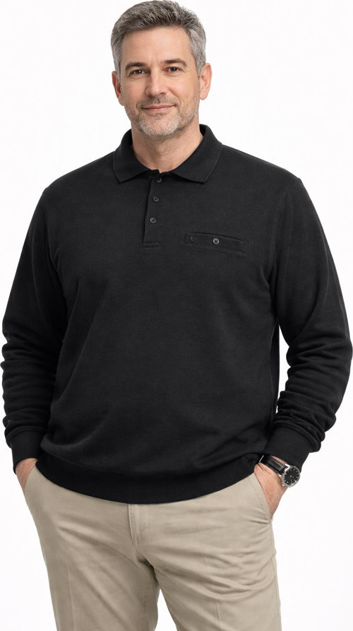 Büyük Beden Erkek Polo Yaka Uzun Kol Selanik Sweatshirt - 7522