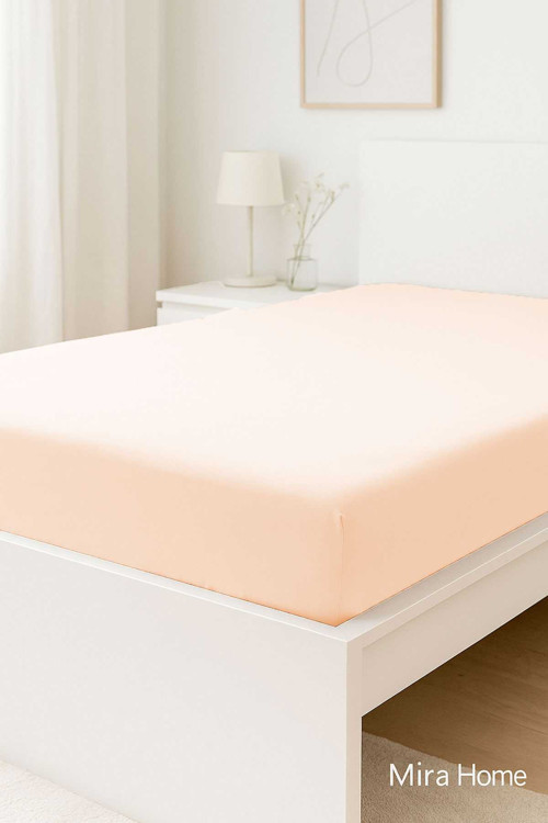 Çift Kişilik Düz Penye %100 Pamuklu Lastikli Çarşaf 200X200 Cm Battal Boy Newsheet Somon