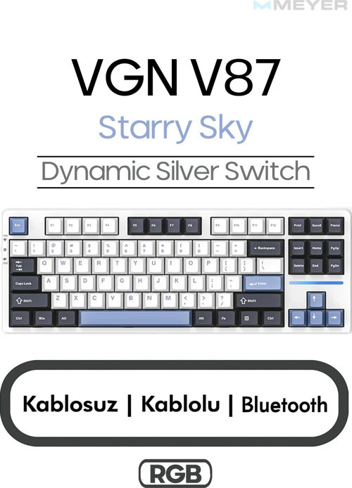 Vgn V87 Rgb Gaming Kablosuz Mekanik Klavye Gasket (2.4Ghz Kablosuz, Bluetooth, Kablolu Usb-C)
