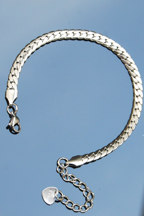 Çelik Italyan Ezme Gurmet Bileklik 5 Mm Gümüş Renk | Kararmaz ,unisex ,2 Yıl Garantili