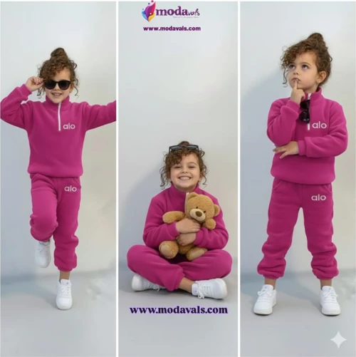 KIZ ÇOCUK & ERKEK ÇOCUK ALO BASKILI TRAŞLI POFİDİK POLAR TAKIM