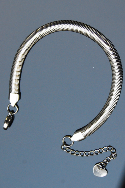 Çelik Yassı Yılan Worm Bileklik 6 Mm Gümüş Renk | Kararmaz ,unisex ,2 Yıl Garantili