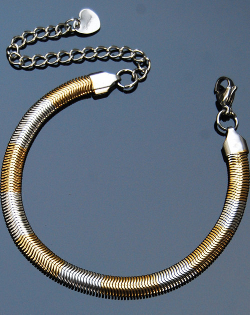 Çelik Italyan Yassı Yılan Worm Bleklik 6 Mm Altın&Gümüş Renk | Kararmaz ,unisex ,2 Yıl Garantili