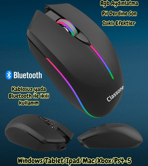 Crgb100 2.4 Ghz Rgb Işıklı Efektli Pilsiz Notebook/Ipad/Tablet Kablosuz Mouse
