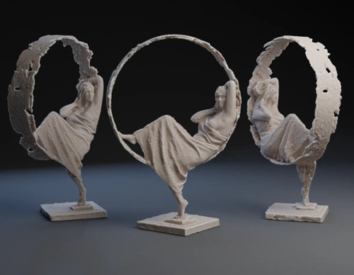 Sanatsal Halka Figür Dekorasyonu - Kadın Figürlü - 3D Baskı 18 cm