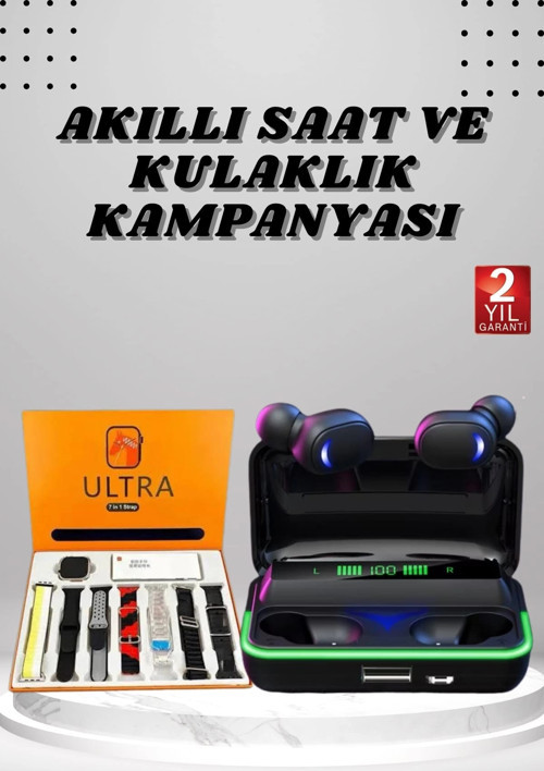 Yeni Nesil Akıllı Saat ve Bluetooth Kulaklık Kampanyası Android Ve İOS Uyumlu Uyku ve Sağlık Takibi