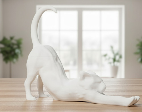 Esneyen Kedi Heykelciği | 3D Baskı - PLA Malzeme | Ev Dekorasyonu