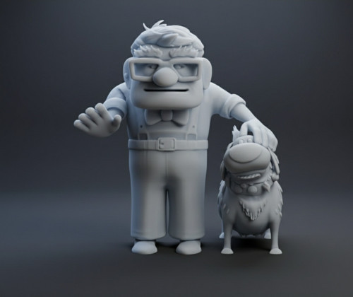 Minik Dostluğun Temsili: Carl ve Dug 3D Baskı Heykeli (PLA Malzeme) 20 cm