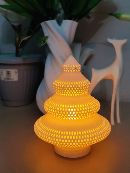 3D Baskı Spiral Desenli Ağaç Model Tealight Lamba