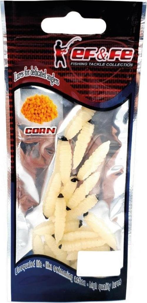 Silikon Larva Kurtçuk Mısır Aromalı Suni Yem 2.6cm Krem