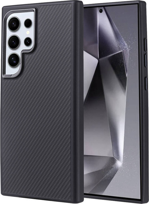 Galaxy S24 Ultra Kılıf Karbon Fiber Görünümlü Troy Kılıf