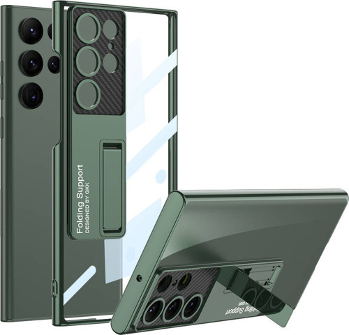 Galaxy S24 Ultra Kılıf Kamera Korumalı Şeffaf Tasarımlı Lego Standlı Kılıf