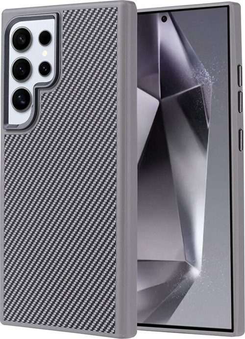 Galaxy S24 Ultra Kılıf Karbon Fiber Görünümlü Troy Kılıf