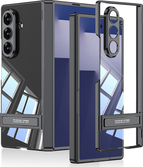 Galaxy Z Fold 7 Kılıf Kamera Korumalı Şeffaf Tasarımlı Lego Standlı Kılıf