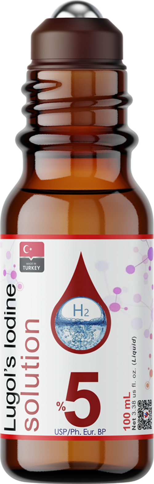 Lugol İyot Çözeltisi %5 | 100 mL | Roll-On Şişe (Lügol Pharma Grade Lugols Iodine)