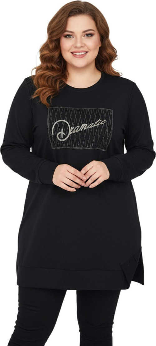 Kadın Siyah Sıfıryaka Taşlı Tunik BGL-ST05086