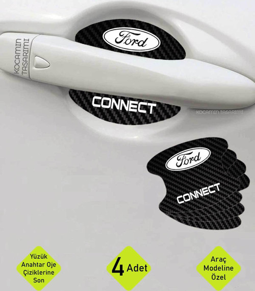 Ford Connect İç Kapı Çukuru Çizik Önleyici Karbon Desenli Özel Koruma Folyo Seti Connect Yazılı