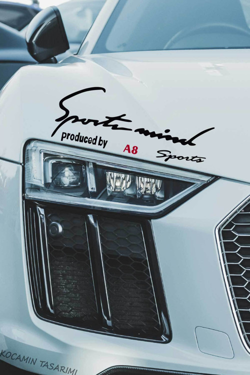 Audi A8 Sport Mind Far Üstü Şerit Sticker Siyah Zemin Kırmızı Yazılı Oto Aksesuar A8 Yazılı