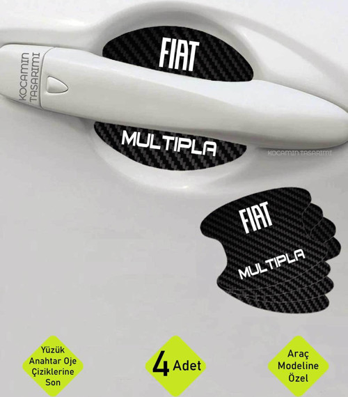 Fiat Multipla Karbon Desenli Kapı İç Kısmı Çizik Koruma Folyo Seti - 4 Parça Multipla Yazılı