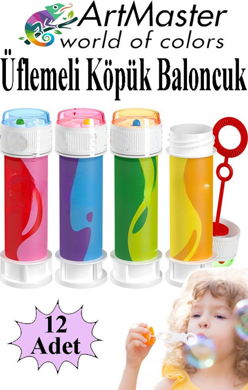 Köpük Baloncuk Oyuncağı 12 Adet Üflemeli Rengarenk Bol Köpüklü Çocuk Köpük Baloncuk Oyuncağı Baloncuk Eğlencesi Bubbles