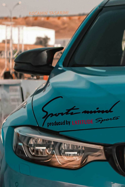 Renault Latitude Sport Mind Far Üstü Yazı Sticker Siyah Kırmızı Özel Tasarım Oto Latitude Yazılı