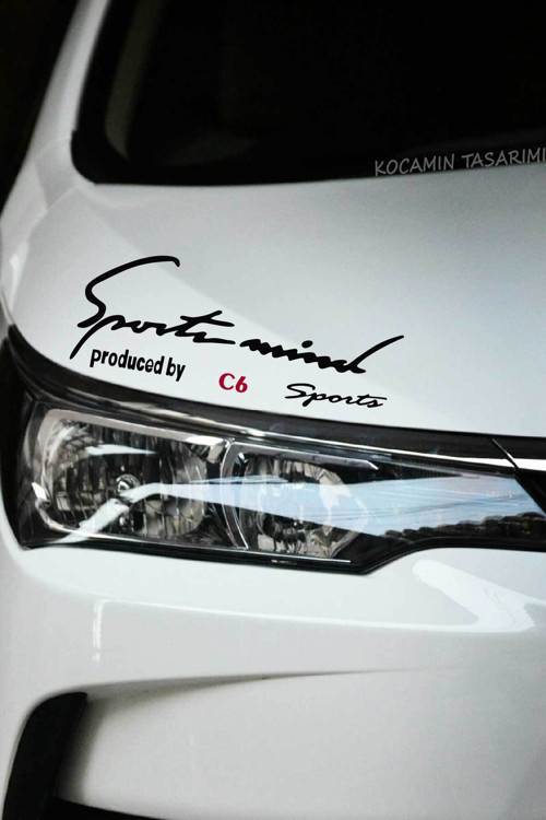 Citroen C6 Sport Mind Far Sticker Siyah Zemin Kırmızı Yazı Şerit Tasarım Oto Aksesuarı C6 Yazılı