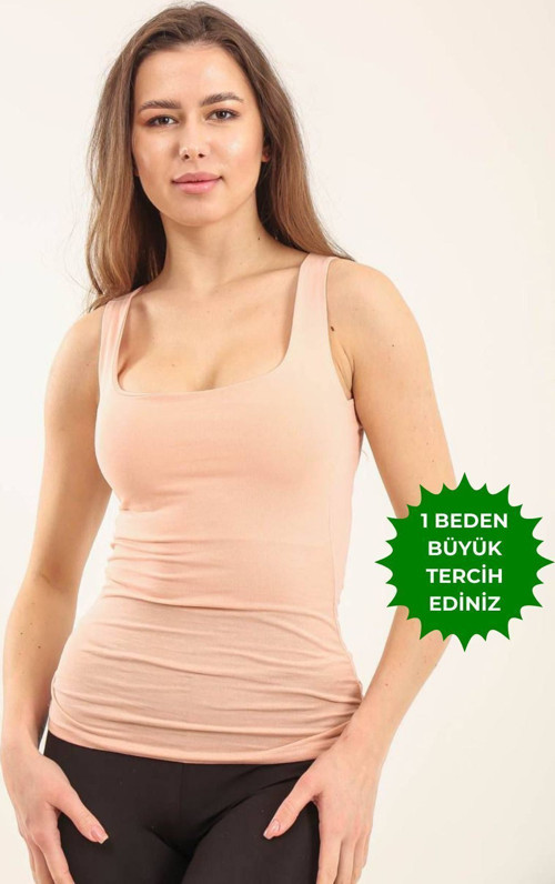 Kadın Basic Geniş Askılı Uzun Penye Body 1068