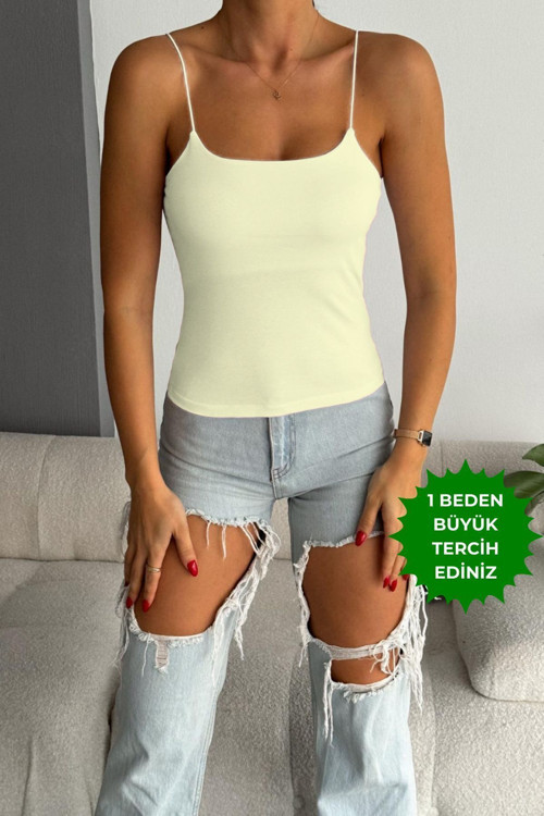 Kadın Basic Ip Askılı Uzun Penye Body 1067