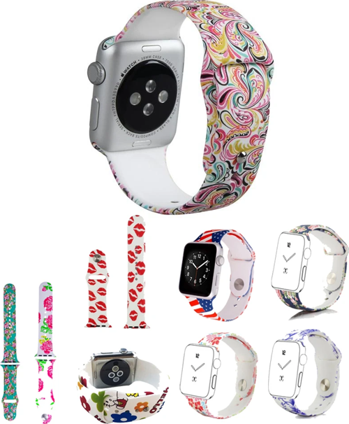 Ally Apple Watch İçin 38mm Yüksek- Kalite Desenli Silikon Kordon-(5775)