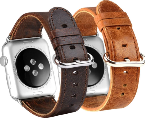 Ally Apple Watch 7-8 41mm 6-5-4 40mm Retro Deri Kordon Kayış 3-2-1 38mm-(5775)
