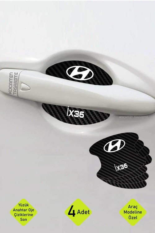Hyundai İx36 Karbon Desenli Kapı İç Kısmı Çizik Koruma Folyo Seti - 4 Parça İx36 Yazılı