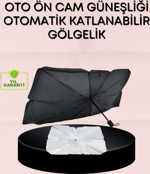 UV Korumalı Şemsiye Tipi Oto Güneşliği - Geniş Araç Uyumu