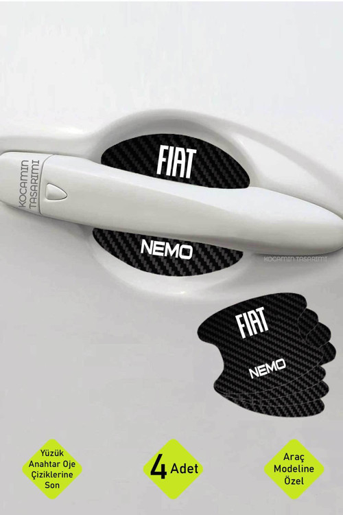 Karbon Tasarımlı Fiat Nemo Kapı İçi Çizik Koruma ve Estetik Folyo Seti - 4 Parça Nemo Yazılı
